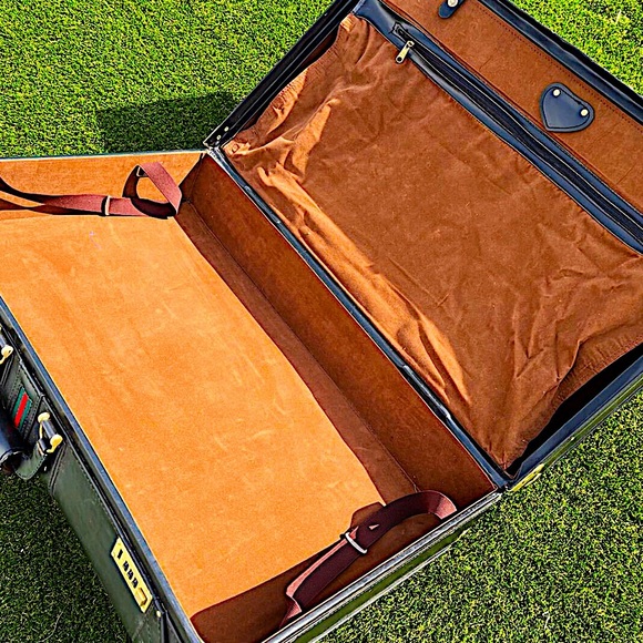 Authentic Vintage Gucci Rare AF Black Leather Web Giant Trunk w/ Wheels - Picture 8 of 8